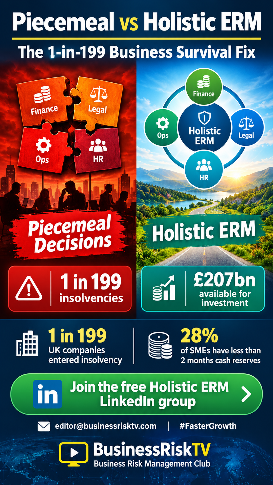 Piecemeal vs Holistic ERM: The 1-in-199 Business Survival Fix